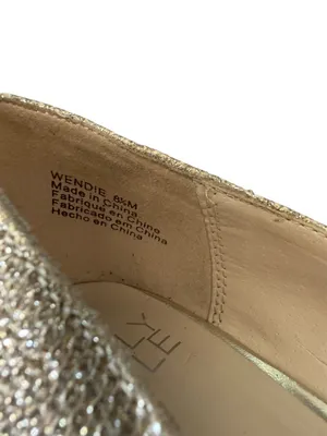 Simply Pelle Wendie women's gold glitter peep toe wedge pump shoe size 8 1/2M thumbnail 8