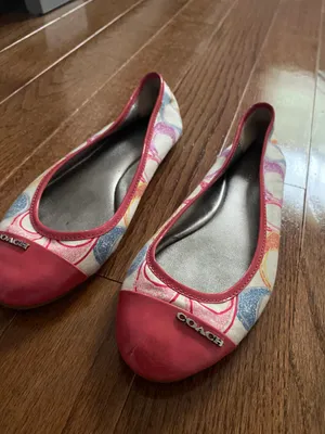 Coach Y2k Monogram rainbow Logo Pink Patent Leather Cecil Ballet Flats Size 7.5 thumbnail 4