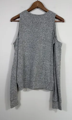 Abercrombie & Fitch Gray Cold Shoulder Knit Sweater Top Small thumbnail 1