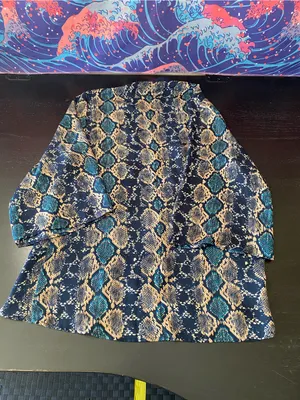 Guess Navy & Teal Snake-Print Kimono Blazer thumbnail 6