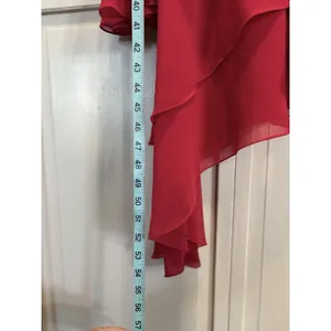 Let's Fashion Red Chiffon Asymmetrical Rhinestones Long Formal Gown Size S Lined thumbnail 4