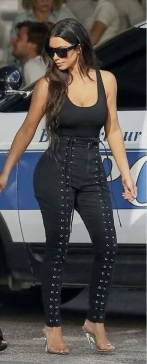 A.L.C. Kingsley Lace-Up Pants Size 6 Black ASO Kim K. Cropped High Rise Grunge‎ thumbnail 1