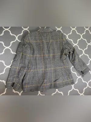 J.Crew parke plaid Single-Button Blazer Black and White Yellow Windowpane 16 thumbnail 4