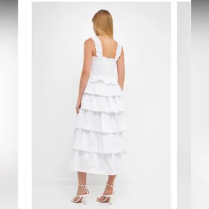 English Factory Smocked Ruffled Tiered Cotton Gown thumbnail 2