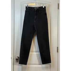 Zara Womens High Waisted Mom Jeans Washed Black Denim Straight Leg Size 4 EUR 36 thumbnail 2