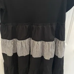 Joh Black Tiered Ruffle Midi Dress Stripe‎ Relaxed Casual Womens M Boho Beach thumbnail 6
