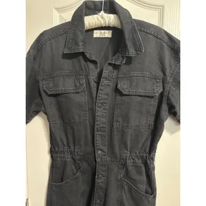 Free People We The Free Marci Denim Jumpsuit Relaxed Overalls Minimalist Utility thumbnail 5