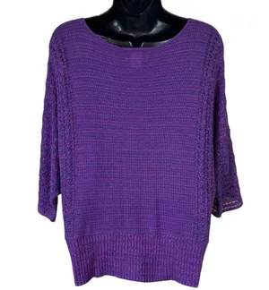 Vintage 212 New York Purple & Pink open weave knit sweater thumbnail 7