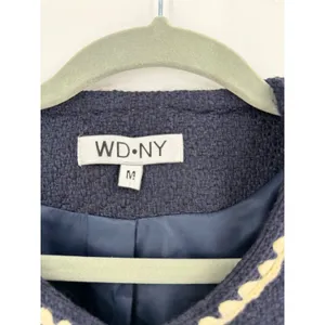 WD.NY Jacket Womens Medium Blue Tweed Scalloped Trim Old‎ Money Professional thumbnail 3