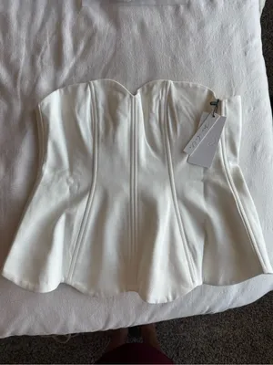 HELLO MOLLY DEWDROP DREAMS STRAPLESS TOP WHITE - M thumbnail 3