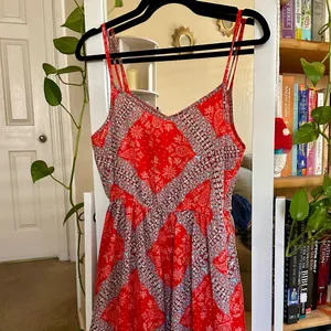 Pink Rose Red Boho Print Maxi Dress thumbnail 2