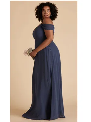 Birdy Grey Devin Convertible Dress Chiffon Women’s Plus Slate Blue Bridesmaid thumbnail 2