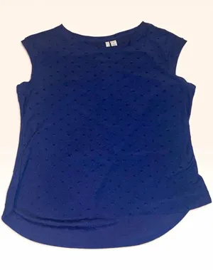 ELLE Blue Textured Sleeveless Round Neck Top Size M thumbnail 1