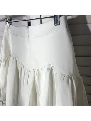 Princess Polly Tennis Mini Skirt Flouncy Hemline Back Zip Cotton White Women’s 6 thumbnail 6
