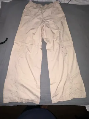 Zara Cream Wide-Leg Embroidered Jeans thumbnail 2