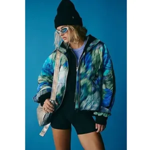 Free People Pippa Printed Packable Puffer Jacket in Blurry Flower Combo Size XL thumbnail 11