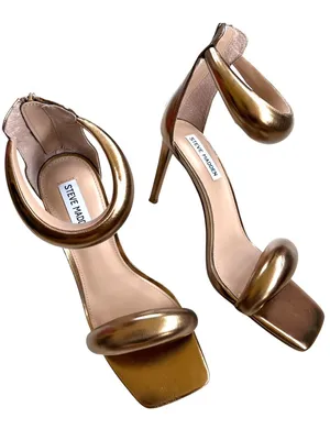 Like New Steve Madden Partay Heels Gold Size 7.5 thumbnail 1