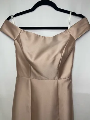 ALFRED SUNG Off-Shoulder Prom Dress in Tan - Size 0 thumbnail 5
