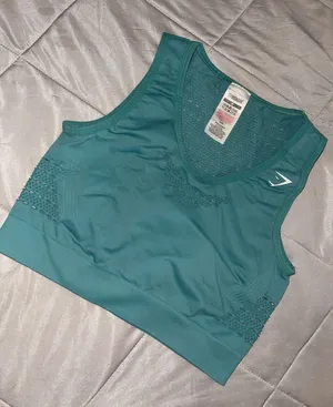 Gymshark Seamless Teal Crop Tank • Mesh Ventilation • Women’s M • Athleisure thumbnail 1