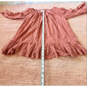 Cupio Lace Off Shoulder Peasant Blouse Pink Bell Sleeve Boho Top L NWT thumbnail 4