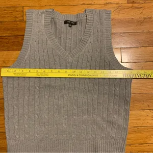 Love Tree Cable Knit V-Neck Sleeveless Sweater Vest Gray Large thumbnail 5