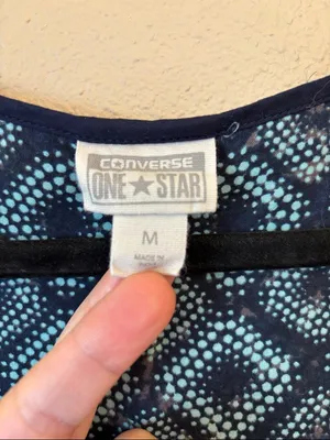 Converse Medium Navy Turquoise Blue Tile Geometric Henley Tank Top thumbnail 2