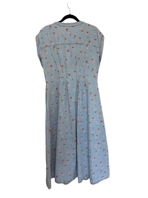 GAP Women’s 100% Cotton Pleated Denim Maxi Dress in Multi Floral Print - Size M thumbnail 4