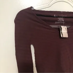 Free People Movement Gone Adrift Seamless Long Sleeve Red Night New Medium thumbnail 3