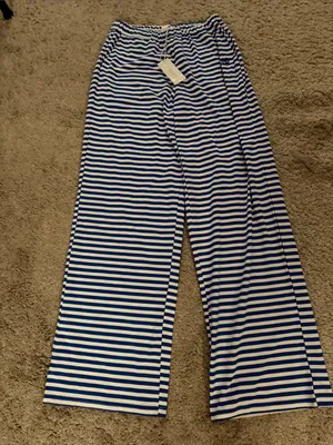 NWT As Revival Striped Wide-Leg lounge Pants - Blue & White size XS thumbnail 2