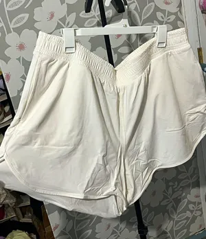 Cream colored Women's Athletic Shorts 1X Plus Pull On Elastic Waist thumbnail 1