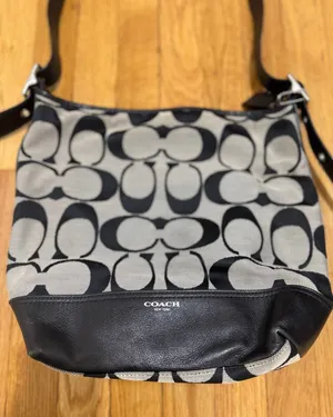Coach Legacy Signature C Duffle Hobo Bag Tote Purse Black logo shoulder bag thumbnail 1