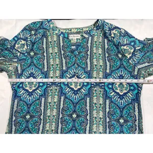 Kim Rogers SKU 7729 Womens Blue and Green Paisley Blouse Size XL thumbnail 3