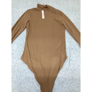 Victoria's Secret Mock Neck Long Sleeve Bodysuit Tan‎ Camel M 11253553 NEW thumbnail 2