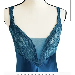Victoria's Secret Gold Label Teal Satin Lace Nightgown M Lingerie Elegant Vintage thumbnail 2