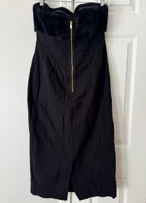 Anthropologie Strapless Faux Fur Trim Slim Midi Dress, Size M thumbnail 10