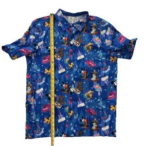 Disney Joey Ghou Mens Button Up Short Sleeve Shirt M Blue Magic Kingdom Mickey thumbnail 5