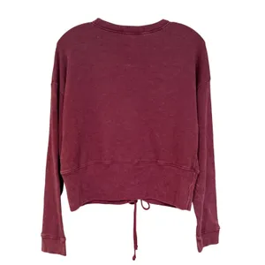 American Eagle Lace Up Cropped Sweatshirt‎ Women's XL Burgundy Hippie Boho Y2K thumbnail 5