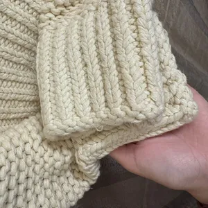 Free People My Only Sunshine Ivory Cream Chunky Open Knit Sweater Size Large thumbnail 5