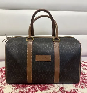 Christian Dion PVC Brown Monogram Travel Duffle Bag with Leather Trim thumbnail 1