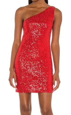 BB Dakota by Steve Madden One-Shoulder Sequin Minidress in True Red, Size L‌‌‌ thumbnail 1