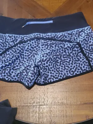 lululemon athletica Light Blue and Black Leopard Print Athletic Shorts thumbnail 3