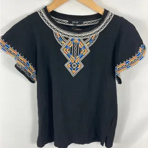 Miss Me Embroidered Beaded Ruffle Short Sleeve Tshirt Size Small thumbnail 1