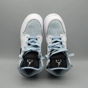 Jordan 1 Mid SE GS Ice Blue Black White DV1337-104 5.5Y Women 7 Sneaker thumbnail 6