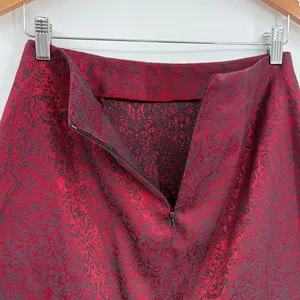 Y2K AGB Brocade Skirt Sz 6 Cherry Red Dark Academia Preppy Gothic Hong Kong 90s thumbnail 7