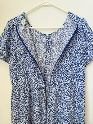 J. Crew Floral Tiered Midi Dress in Blue and White Size Medium thumbnail 7