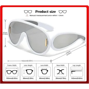 White Acetate Luxury Y2K Cyberpunk Sunglasses - Oversized Leowe Sun Protection thumbnail 3