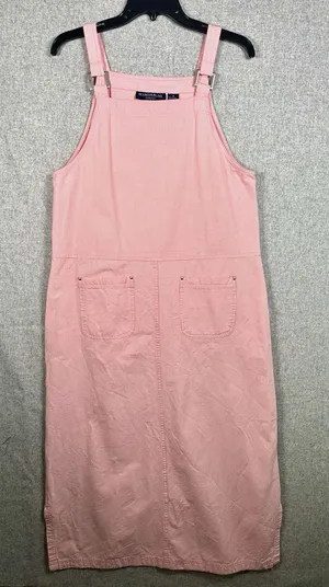 Vintage Mountain Lake Casuals Medium Overalls Dress Red Checkered Cotton Pockets thumbnail 1
