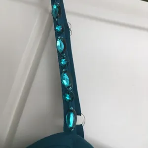 Vintage Y2K Bebe Teal Silk Pleated Cami Top Jeweled Brooch NWT Small thumbnail 2