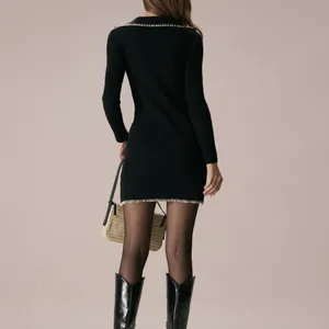 RIHOAS The Black Contrast Stitch Sweater Mini Dress 13 thumbnail 5