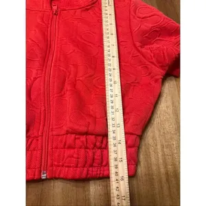 Cropped short sleeve zip up red hoodie jacket juniors size medium thumbnail 6